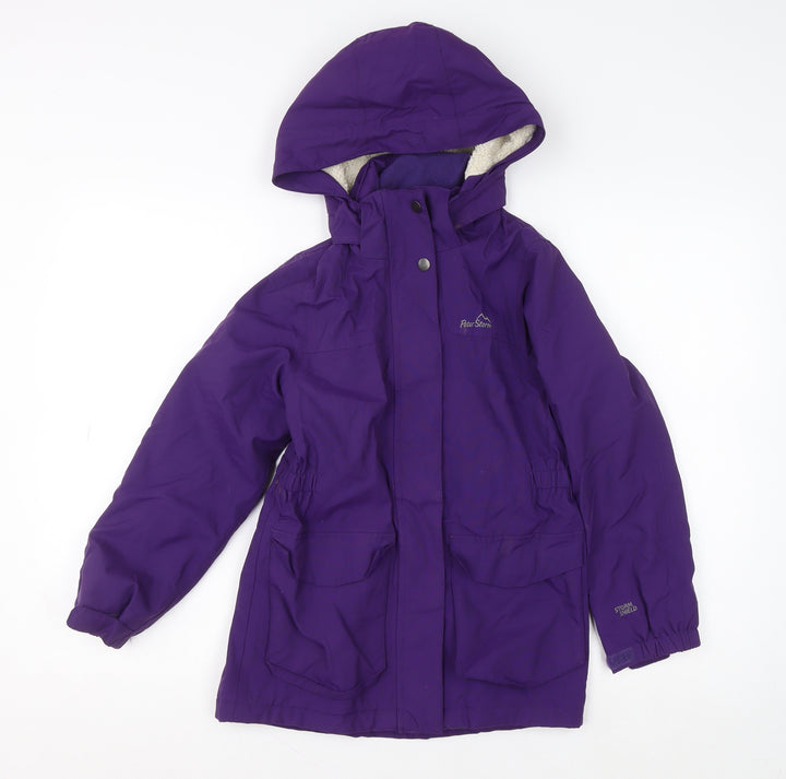 Peter Storm Girls Purple Waterproof Hooded Parka Coat 9-10 Years