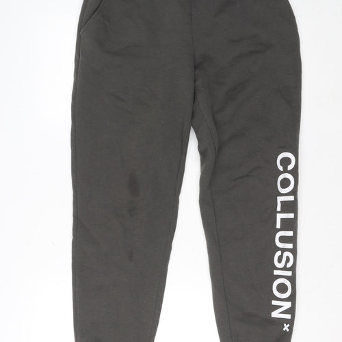 COLLUSION Men's Black Fleece Jogger Sweatpants Size S Regular Fit