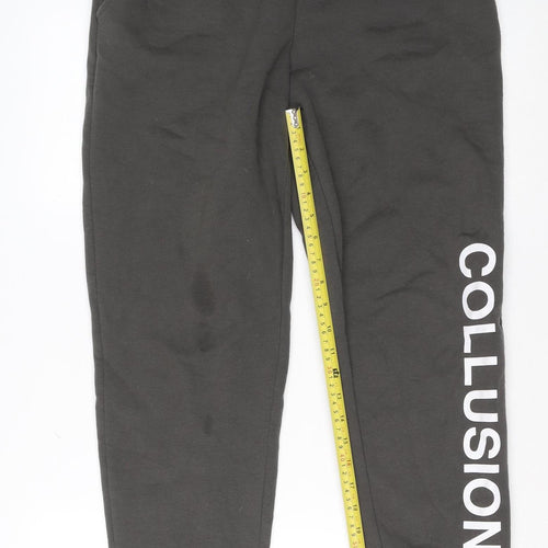 COLLUSION Men's Black Fleece Jogger Sweatpants Size S Regular Fit