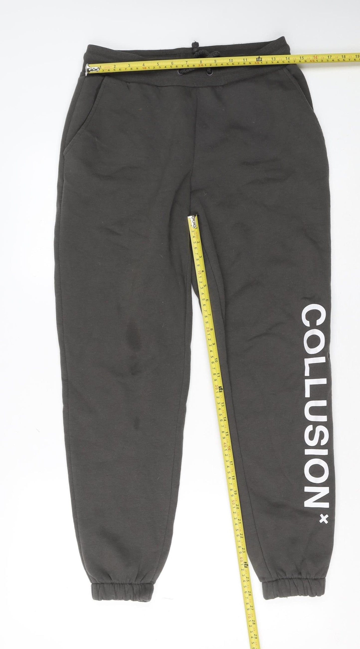 COLLUSION Men's Black Fleece Jogger Sweatpants Size S Regular Fit