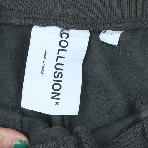 COLLUSION Men's Black Fleece Jogger Sweatpants Size S Regular Fit