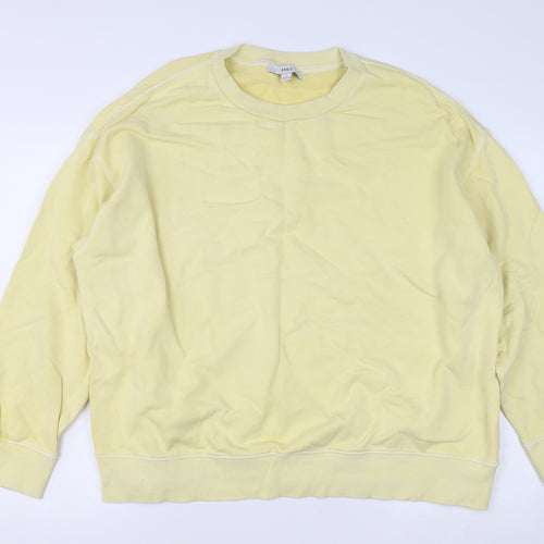 Marks and Spencer Women's Yellow Cotton Crew Neck Pullover Jumper Size L