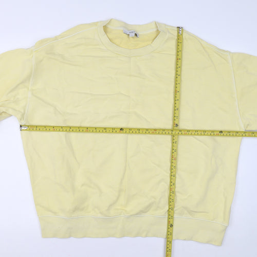 Marks and Spencer Women's Yellow Cotton Crew Neck Pullover Jumper Size L