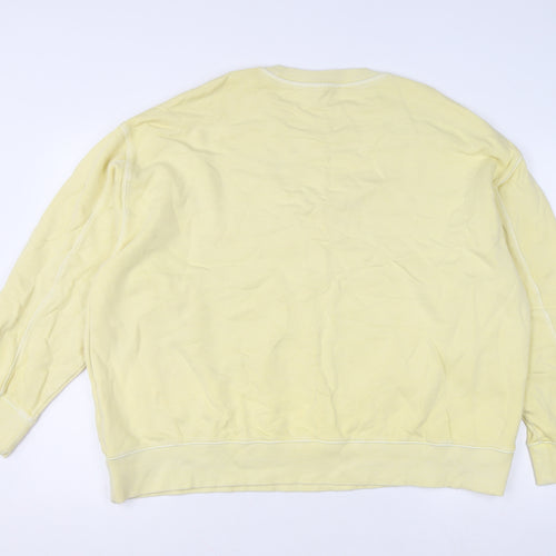Marks and Spencer Women's Yellow Cotton Crew Neck Pullover Jumper Size L
