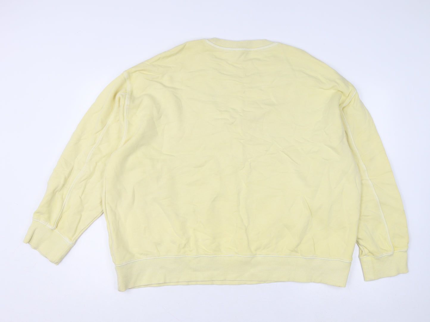 Marks and Spencer Women's Yellow Cotton Crew Neck Pullover Jumper Size L