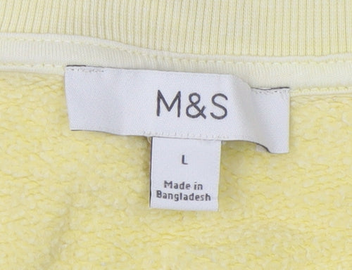 Marks and Spencer Women's Yellow Cotton Crew Neck Pullover Jumper Size L