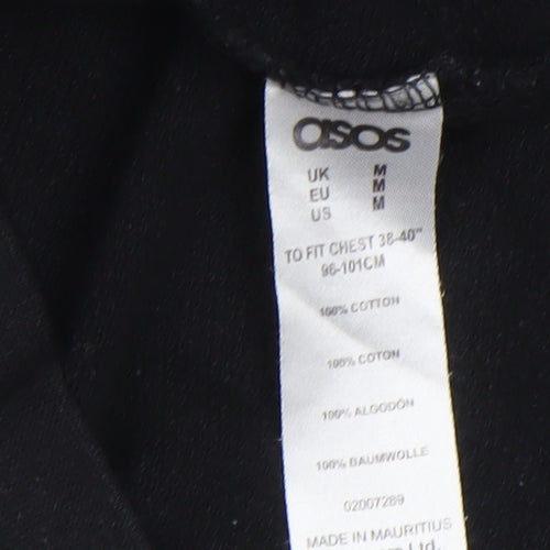 ASOS Men’s Black Pullover Hoodie Cotton Medium Regular Fit