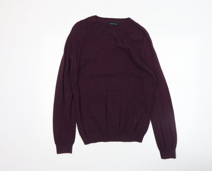 Red Herring Men's Purple Cotton Crew Neck Jumper Size S