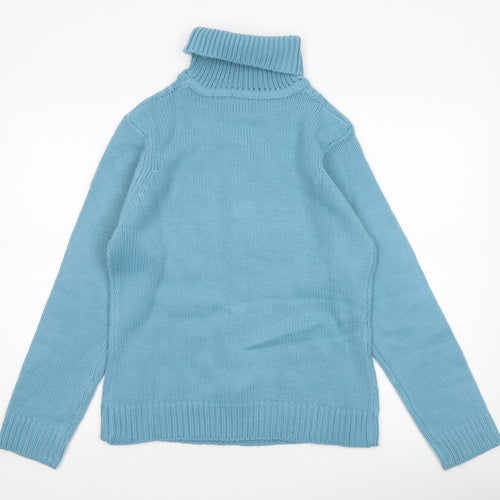 Armand Thiery Women’s Blue Roll Neck Cable Knit Acrylic Jumper L
