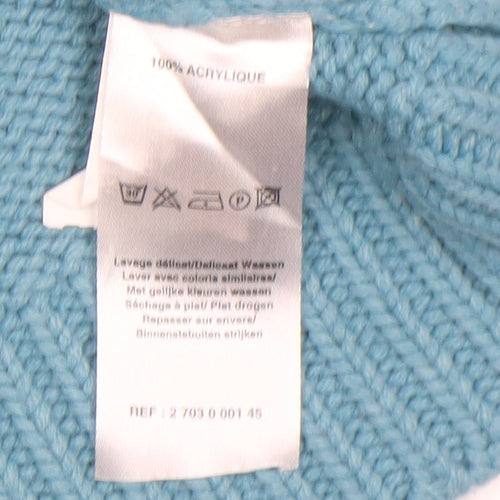 Armand Thiery Women’s Blue Roll Neck Cable Knit Acrylic Jumper L