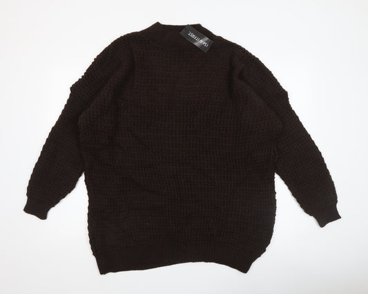 SAW IT FIRST Women’s Brown Chunky Knit High Neck Jumper Size M