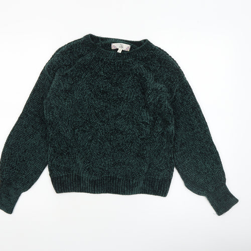 Pink Rose Women Green Chunky Knit Pullover Jumper XS