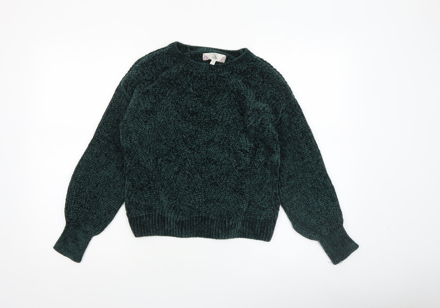 Pink Rose Women Green Chunky Knit Pullover Jumper XS