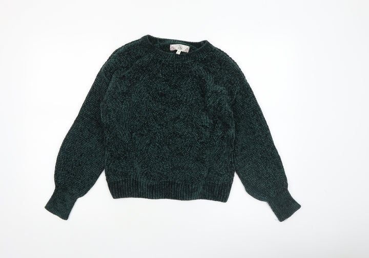 Pink Rose Women Green Chunky Knit Pullover Jumper XS