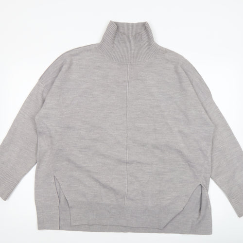 French Connection Women Grey Roll Neck Knit Jumper Size S