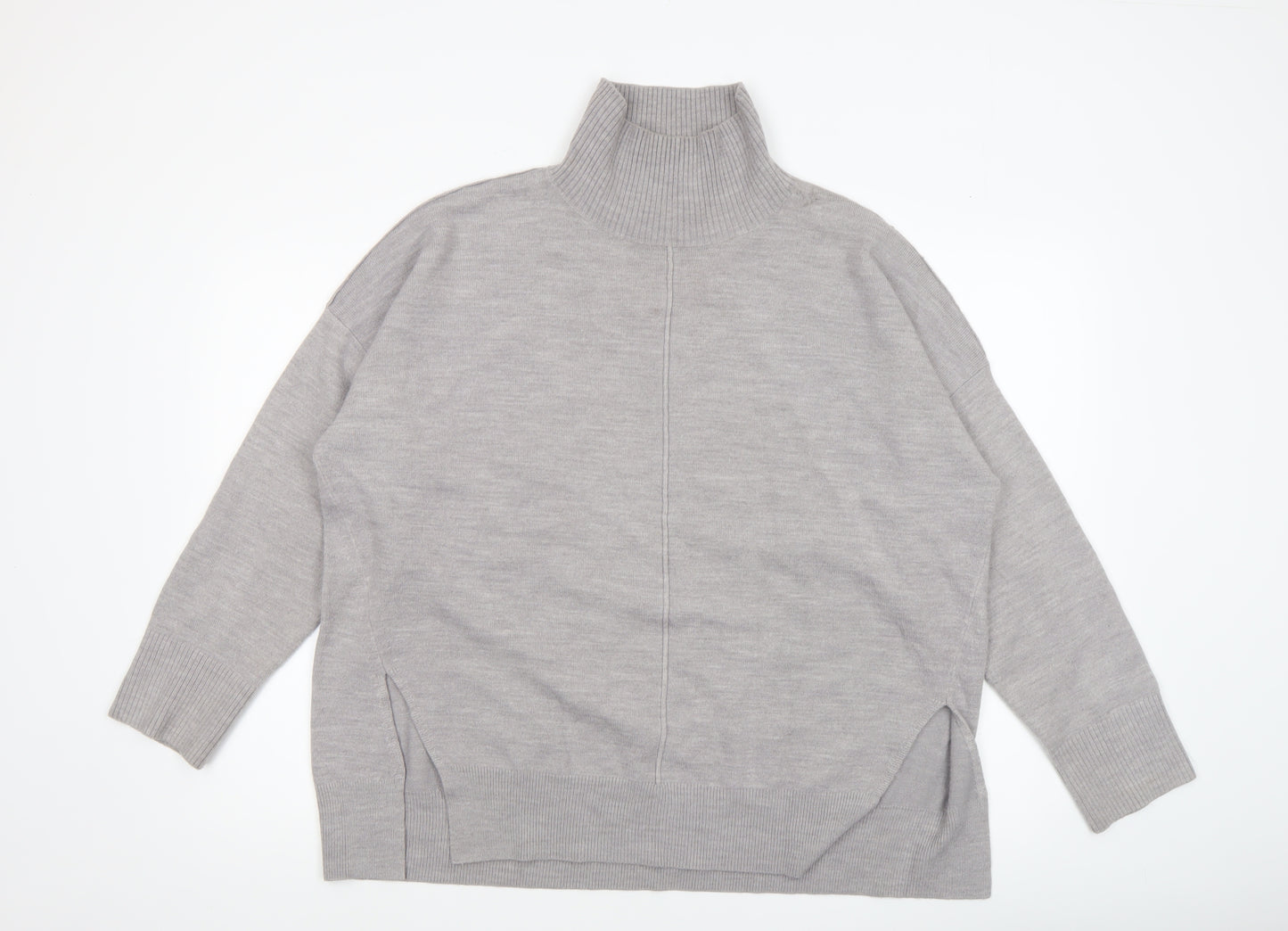 French Connection Women Grey Roll Neck Knit Jumper Size S