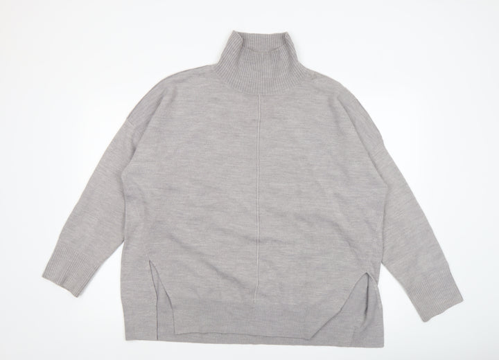 French Connection Women Grey Roll Neck Knit Jumper Size S