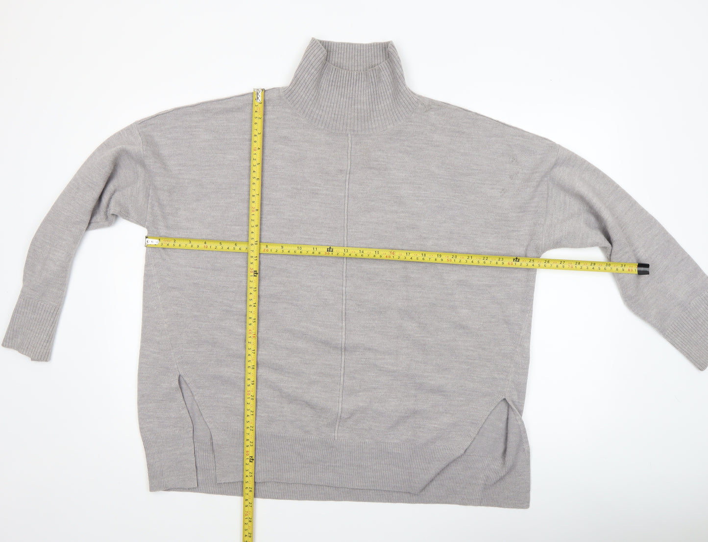 French Connection Women Grey Roll Neck Knit Jumper Size S