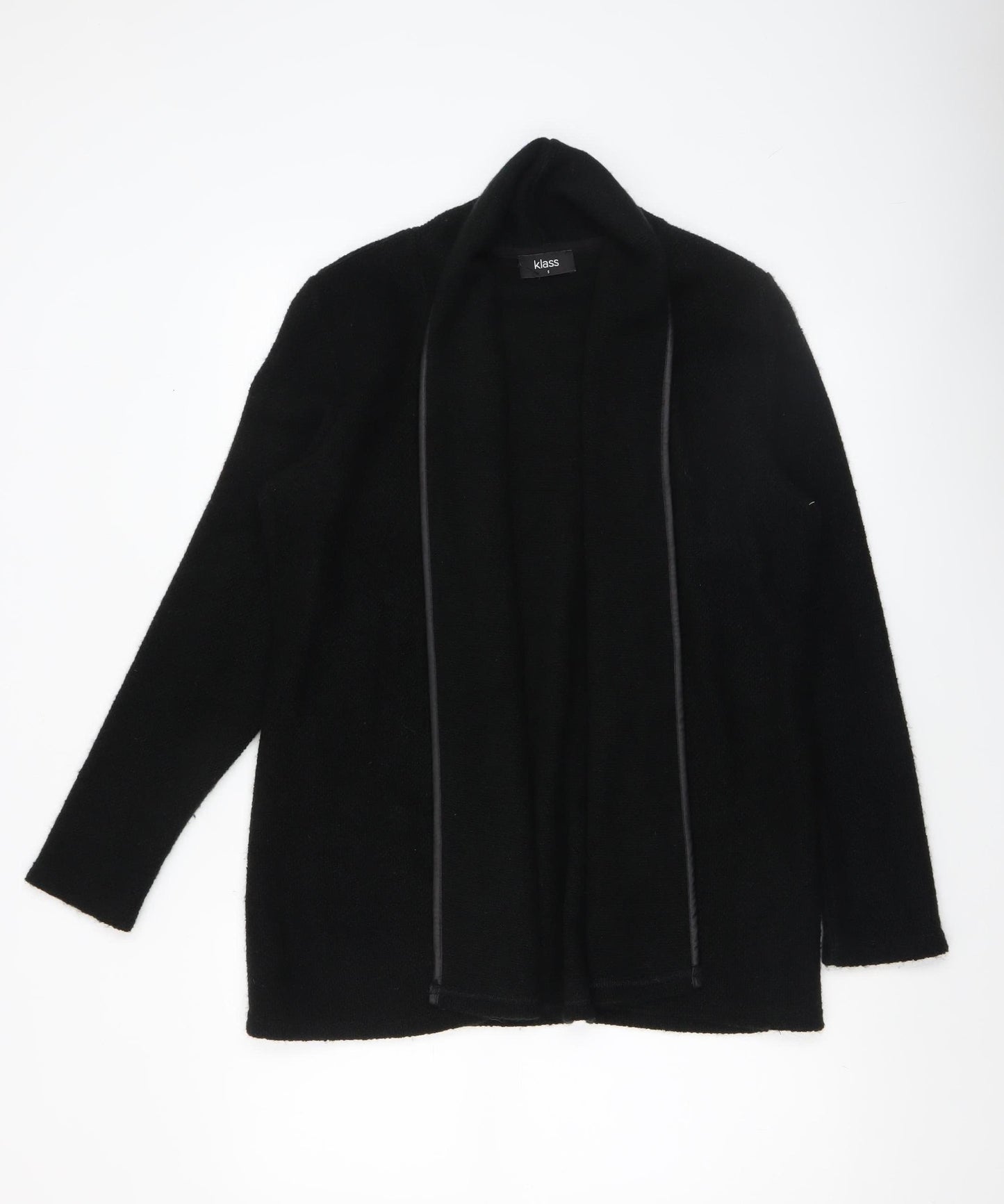 Klass Women Black Long Sleeve Open Front Acrylic Cardigan Size S