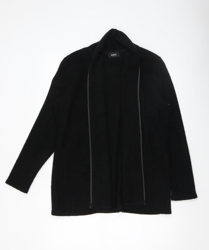 Klass Women Black Long Sleeve Open Front Acrylic Cardigan Size S