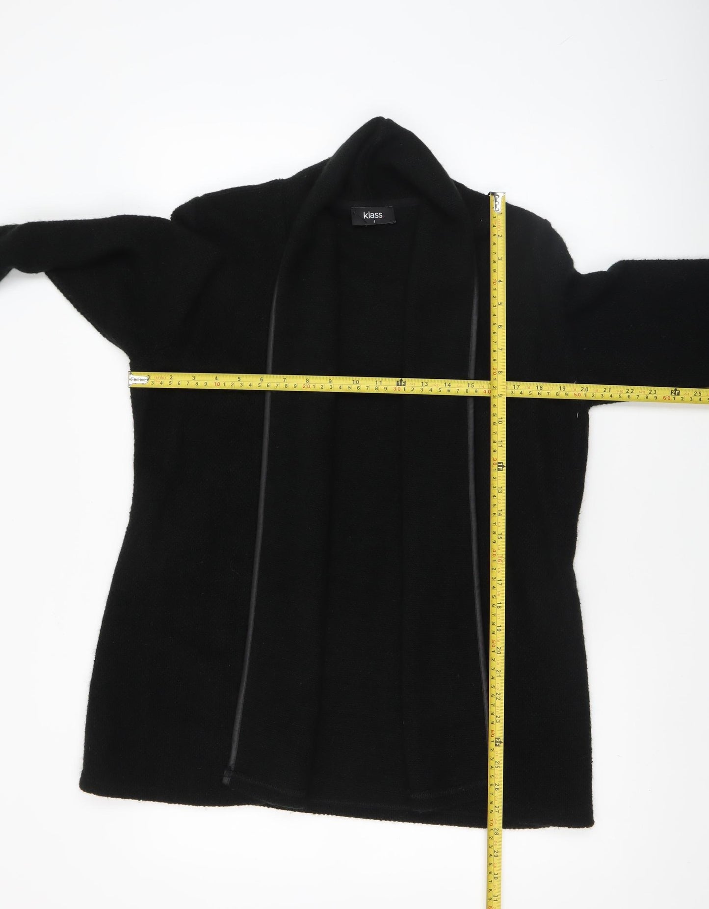 Klass Women Black Long Sleeve Open Front Acrylic Cardigan Size S