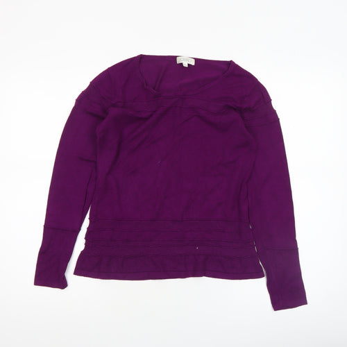 Kaliko Women's Purple Cotton Long Sleeve Scoop Neck Jumper Size 12