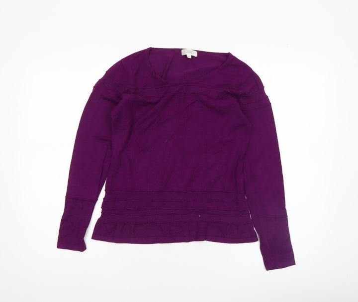 Kaliko Women's Purple Cotton Long Sleeve Scoop Neck Jumper Size 12