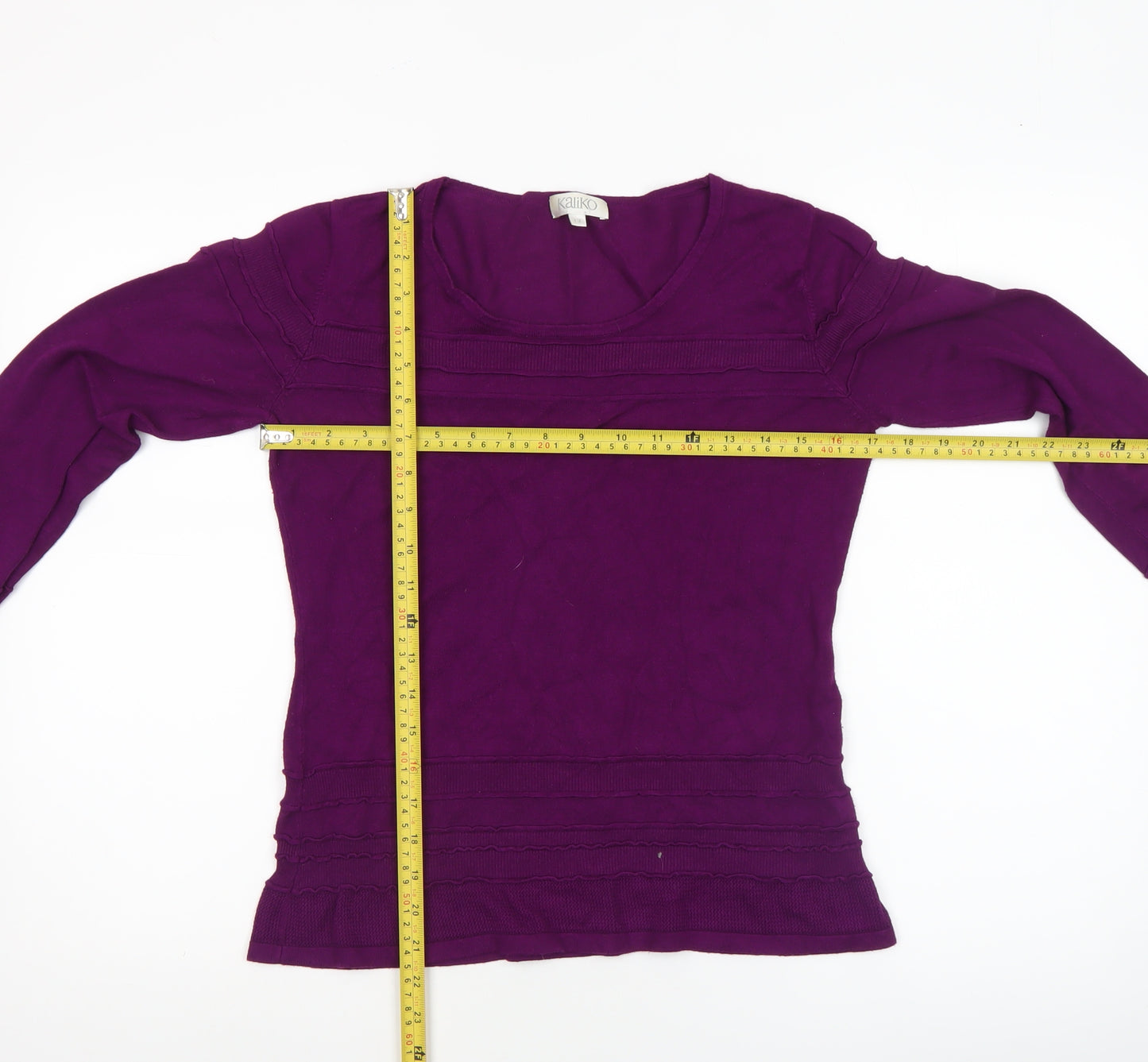 Kaliko Women's Purple Cotton Long Sleeve Scoop Neck Jumper Size 12