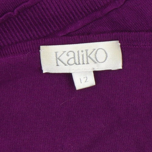 Kaliko Women's Purple Cotton Long Sleeve Scoop Neck Jumper Size 12