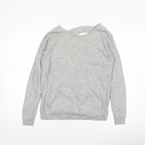 Next Women's Grey Wrap V-Neck Jumper Size 10 Lambswool Silk Blend