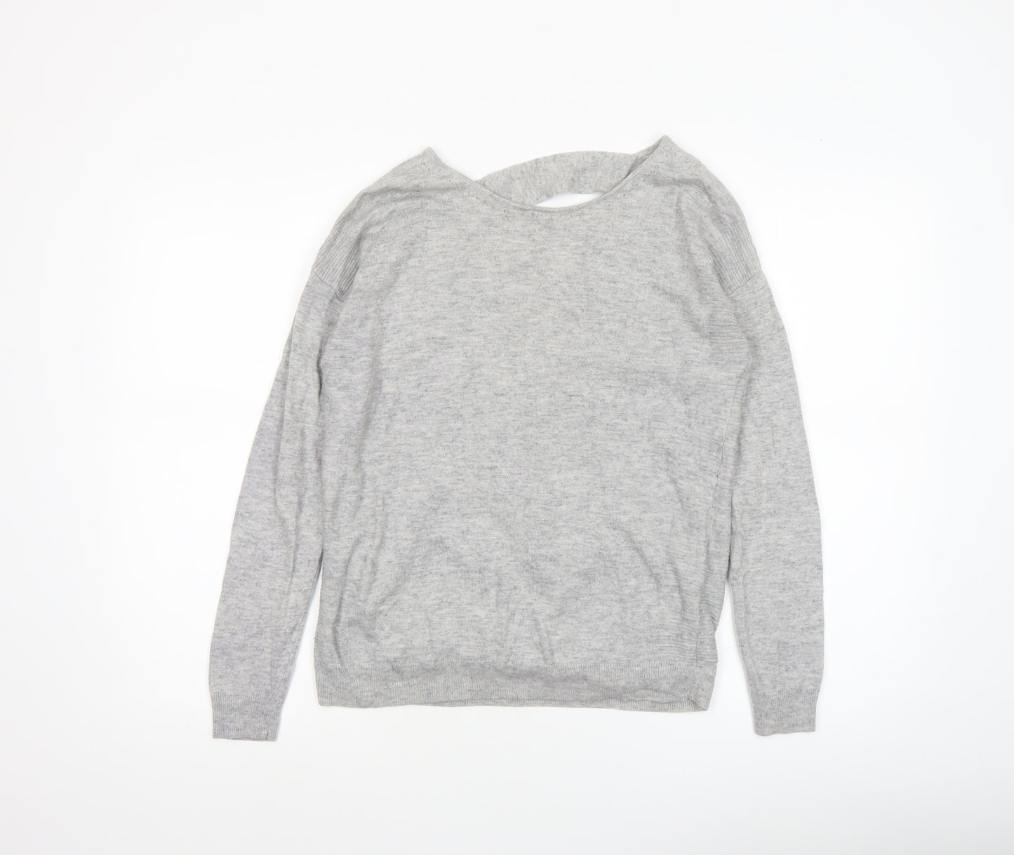 Next Women's Grey Wrap V-Neck Jumper Size 10 Lambswool Silk Blend