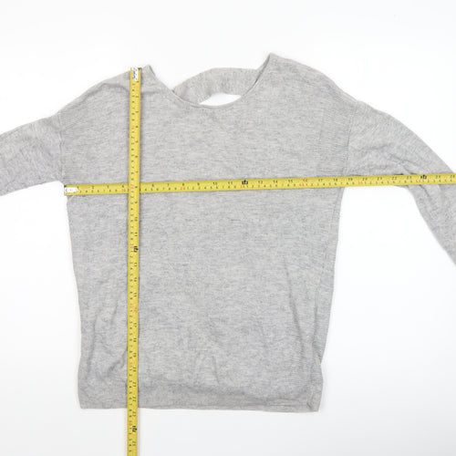 Next Women's Grey Wrap V-Neck Jumper Size 10 Lambswool Silk Blend