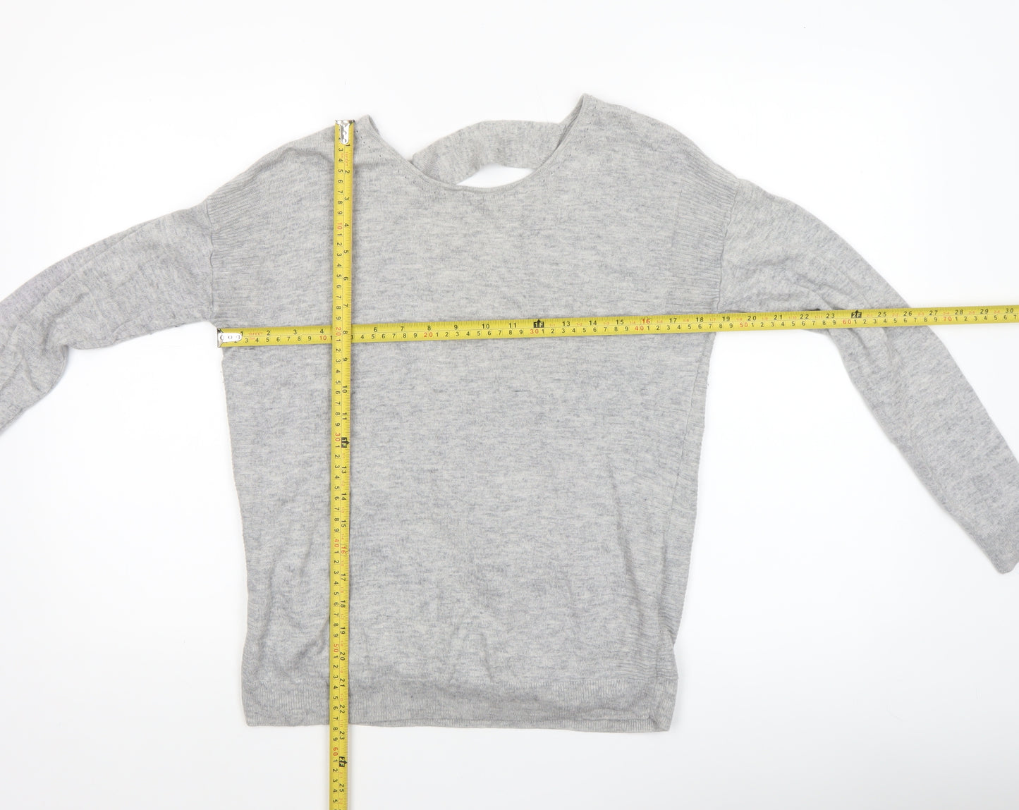 Next Women's Grey Wrap V-Neck Jumper Size 10 Lambswool Silk Blend