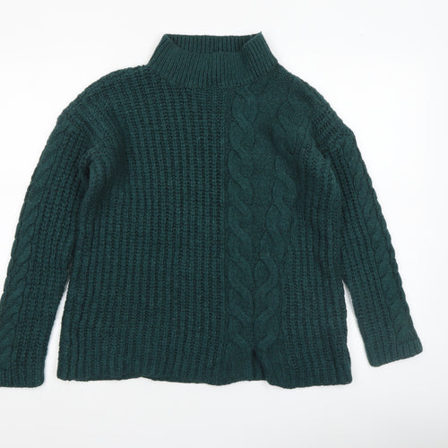 A Pea in the Pod Womens Green Cable-Knit Mock Neck Jumper Size S