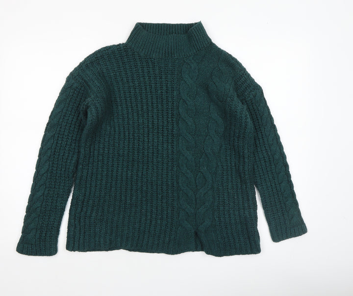 A Pea in the Pod Womens Green Cable-Knit Mock Neck Jumper Size S