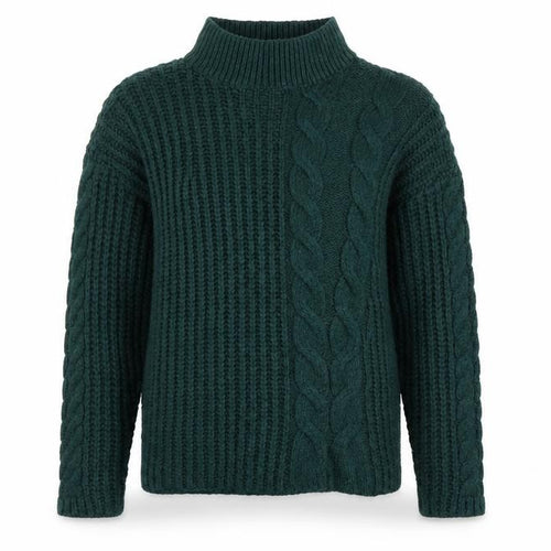A Pea in the Pod Womens Green Cable-Knit Mock Neck Jumper Size S