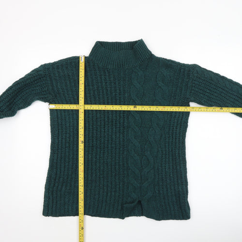 A Pea in the Pod Womens Green Cable-Knit Mock Neck Jumper Size S