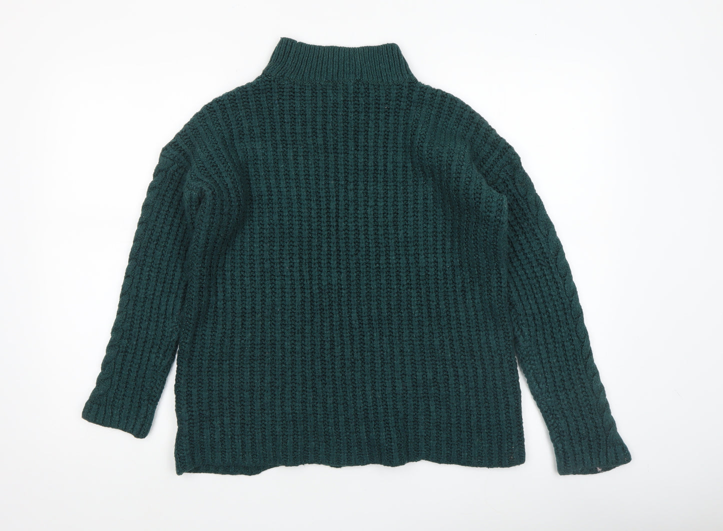 A Pea in the Pod Womens Green Cable-Knit Mock Neck Jumper Size S