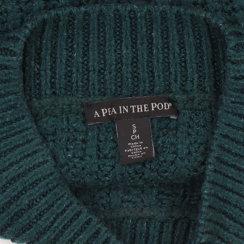A Pea in the Pod Womens Green Cable-Knit Mock Neck Jumper Size S