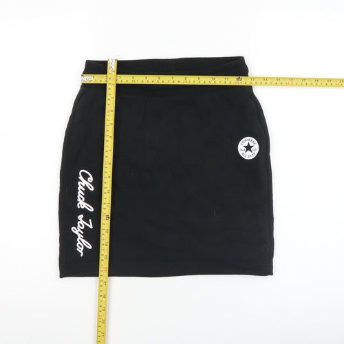 Converse Girls Black Pencil Skirt L 12-13 Years Cotton Blend Chuck Taylor