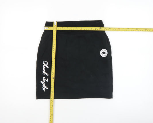 Converse Girls Black Pencil Skirt L 12-13 Years Cotton Blend Chuck Taylor