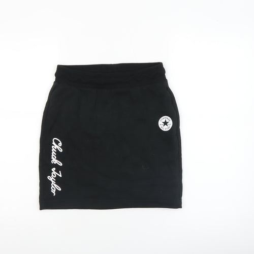 Converse Girls Black Pencil Skirt L 12-13 Years Cotton Blend Chuck Taylor