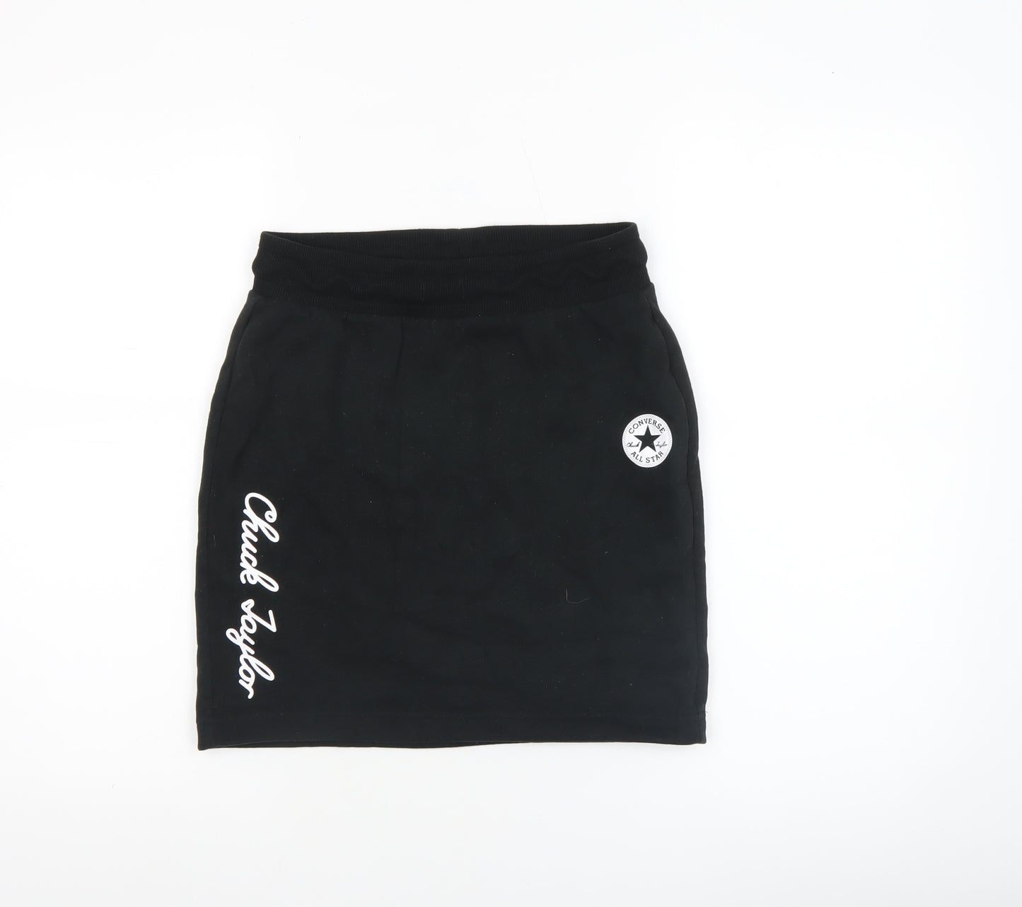 Converse Girls Black Pencil Skirt L 12-13 Years Cotton Blend Chuck Taylor
