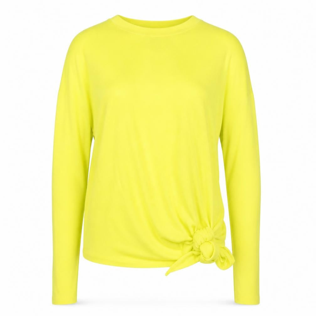 Warehouse Women Yellow Size 10 Tie Front Jumper Long Sleeve Viscose Knit