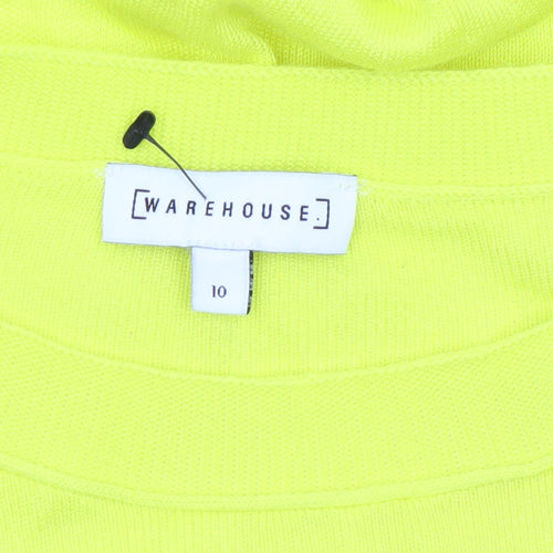 Warehouse Women Yellow Size 10 Tie Front Jumper Long Sleeve Viscose Knit