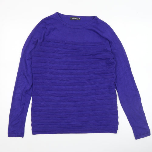Bonmarché Women's Purple Knit Crew Neck Jumper Size S