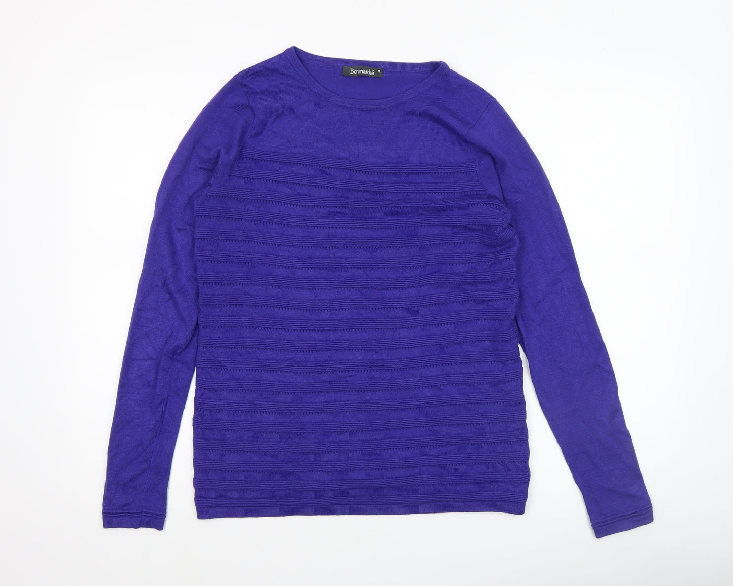 Bonmarché Women's Purple Knit Crew Neck Jumper Size S