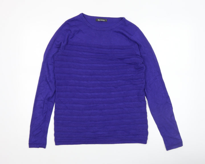 Bonmarché Women's Purple Knit Crew Neck Jumper Size S
