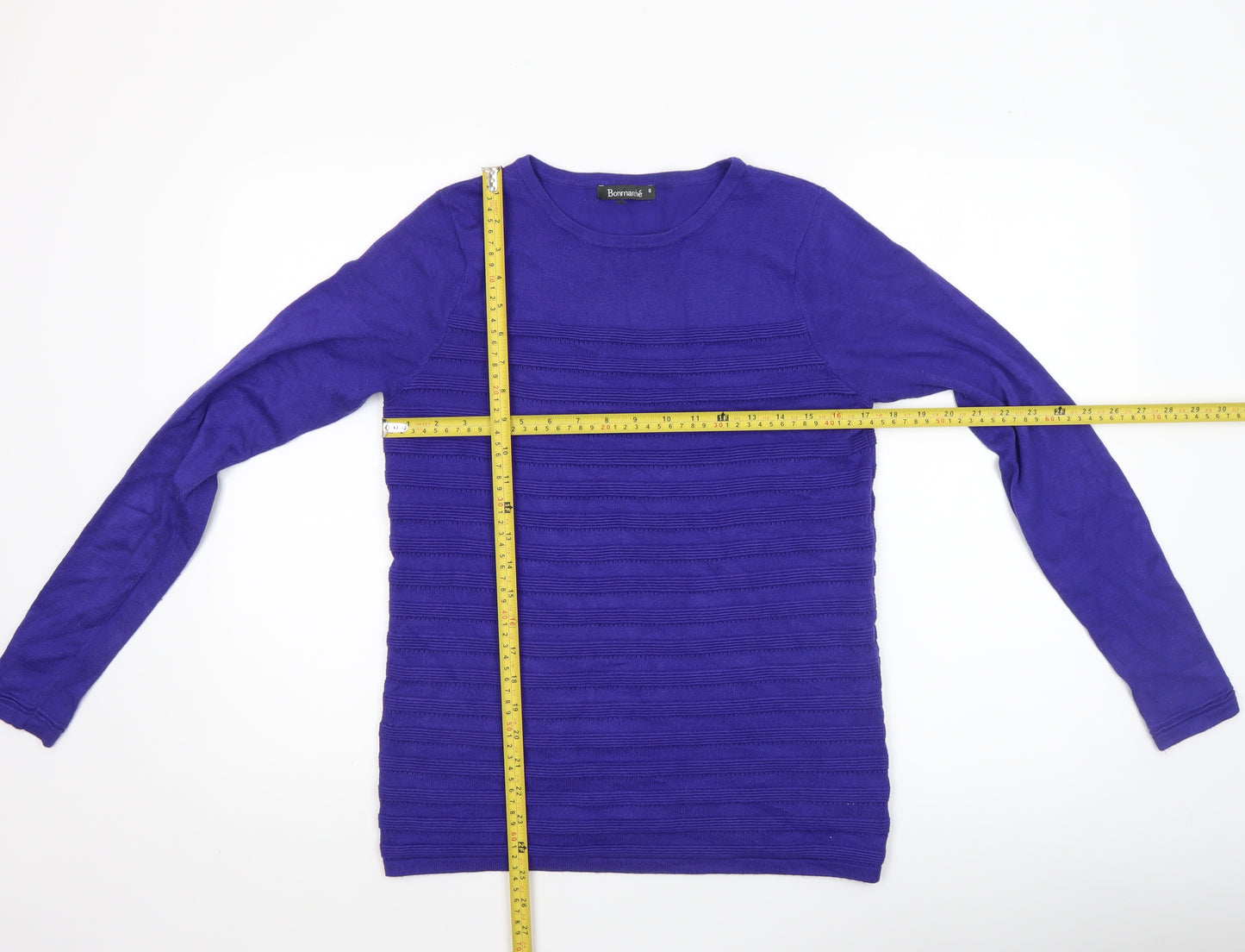 Bonmarché Women's Purple Knit Crew Neck Jumper Size S