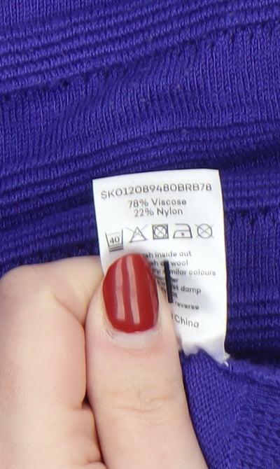 Bonmarché Women's Purple Knit Crew Neck Jumper Size S